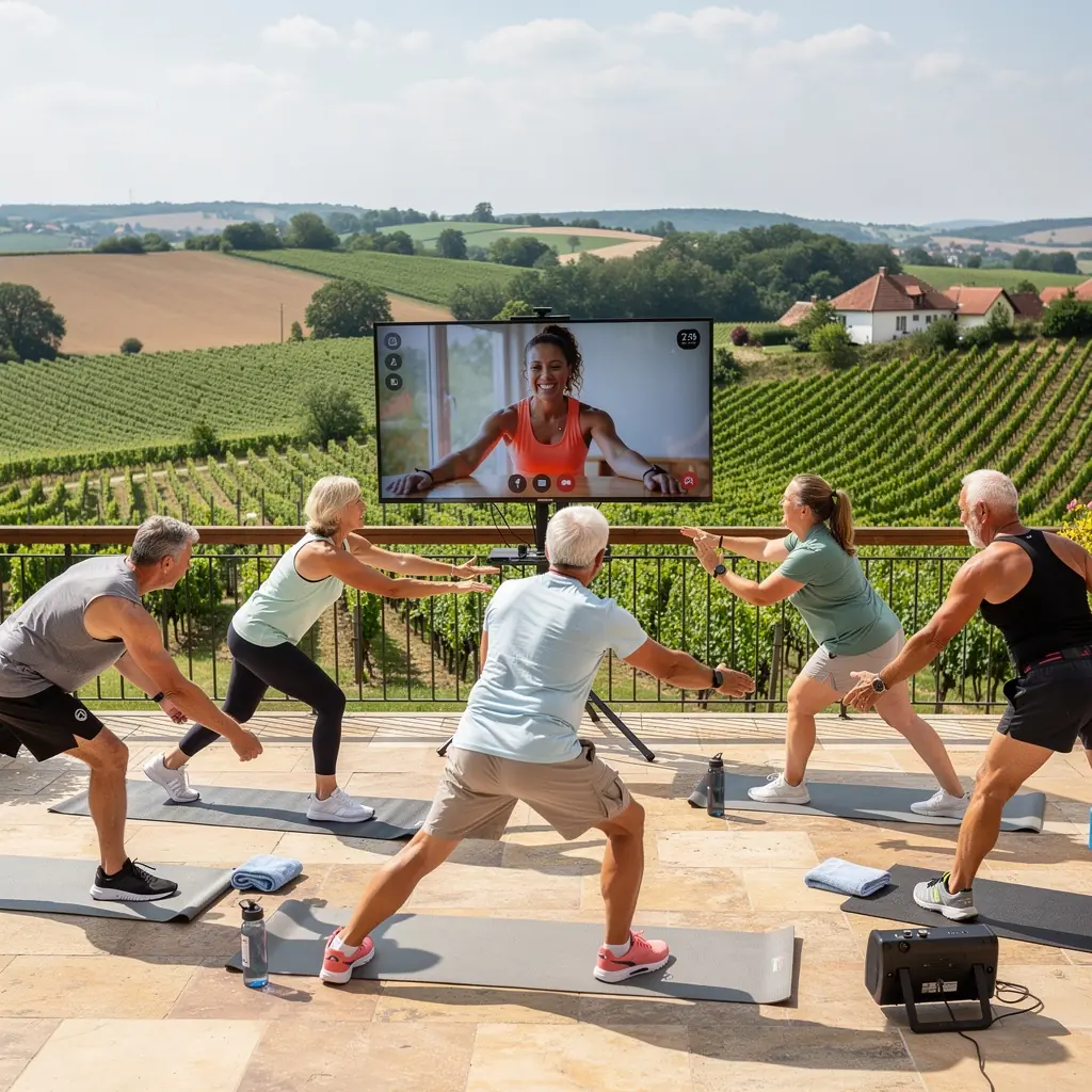 Nyugtató légkör, ahol a résztvevők légzőgyakorlatokat végeznek kényelmes ruházatban.